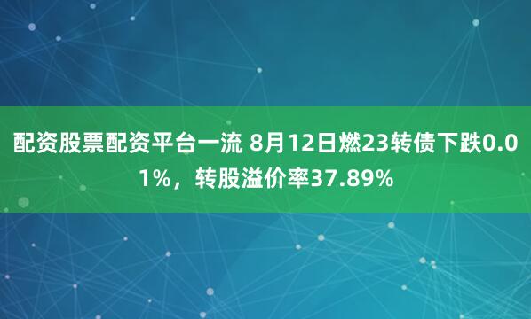 配资股票配资平台一流 8月12日燃23转债下跌0.01%，转股溢价率37.89%